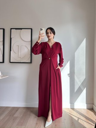 BLOSSOM Maxi Elbise 8466 - Bordo - 3