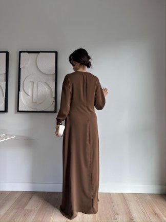 BLOSSOM Maxi Elbise 8466 - Acı Kahve - 4