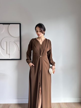 BLOSSOM Maxi Elbise 8466 - Acı Kahve - 1