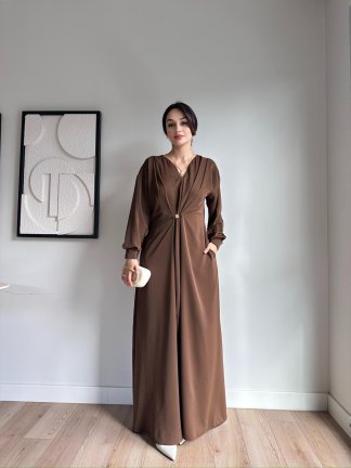 BLOSSOM Maxi Elbise 8466 - Acı Kahve - 2