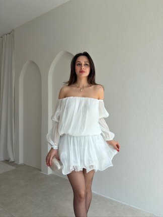 BLOSSOM Mini Elbise 8134 - Beyaz - 1
