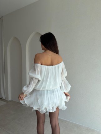 BLOSSOM Mini Elbise 8134 - Beyaz - 3