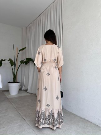 BODNİA Maxi Elbise 4921 - Krem - 3