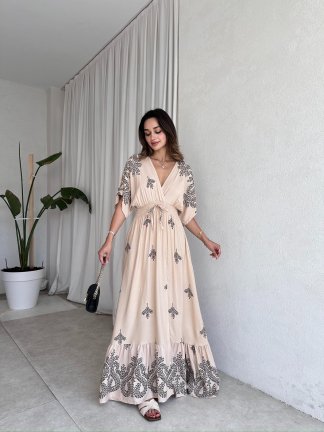BODNİA Maxi Elbise 4921 - Krem - 2