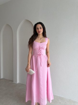 BOGOTA Midi Elbise 1031 - Pembe - 1
