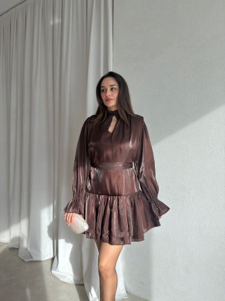 BOLESA Mini Elbise 8830 - Acı Kahve - 1