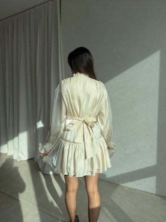 BOLESA Mini Elbise 8830 - Krem - 3