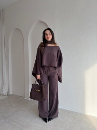  BOLİVA Şal Parçalı Takım 8951 - Acı Kahve - 2