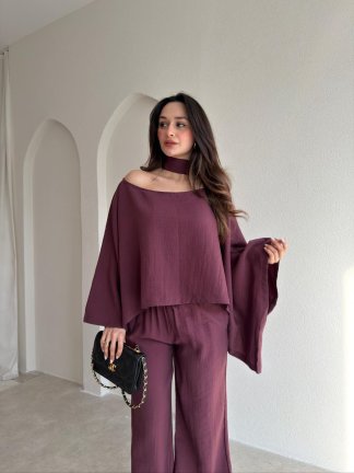 BOLİVA Şal Parçalı Takım 8951 - Mürdüm 