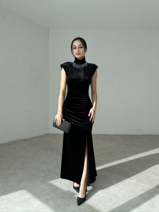 BOLOGNA Maxi Elbise 8855 - Siyah - 3