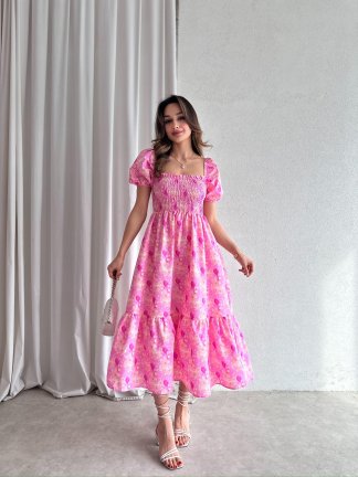 BONNİE Midi Elbise 7678 - Pembe - 2