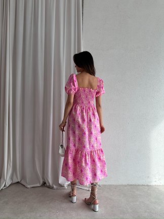 BONNİE Midi Elbise 7678 - Pembe - 3