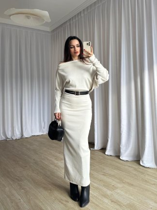 BOORMAN Midi Elbise 3943 - Beyaz - 2