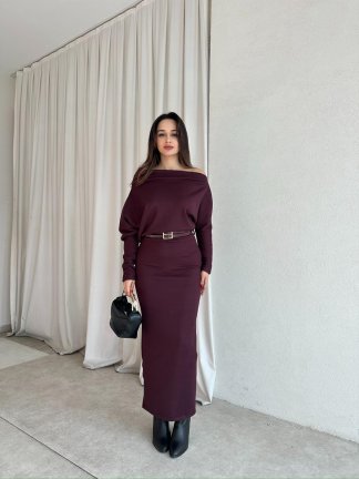 BOORMAN Midi Elbise 3943 - Mürdüm - 3