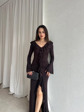 BORİSLAV Maxi Elbise 6778 - Acı Kahve - 2