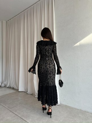 BOSES Midi Elbise 8309 - Siyah - 4