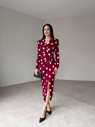 BRADLEY Midi Elbise 5421 - Bordo - 2