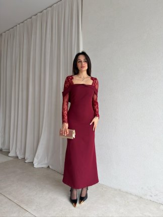 BRANDY Midi Elbise 8831 - Bordo - 2