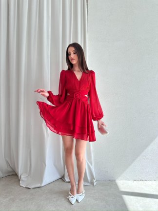 BRENDA Mini Elbise 3733 - Kırmızı - 2