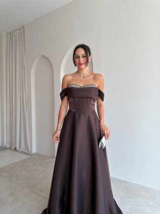 BRİENA Maxi Elbise 8515 - Acı Kahve - 2