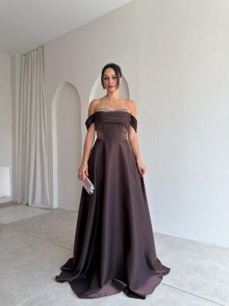 BRİENA Maxi Elbise 8515 - Acı Kahve 