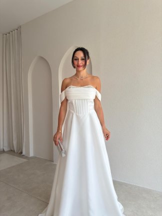 BRİENA Maxi Elbise 8515 - Beyaz - 2