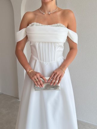 BRİENA Maxi Elbise 8515 - Beyaz - 3