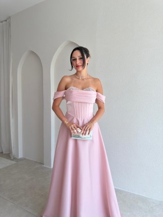 BRİENA Maxi Elbise 8515 - Pudra - 2
