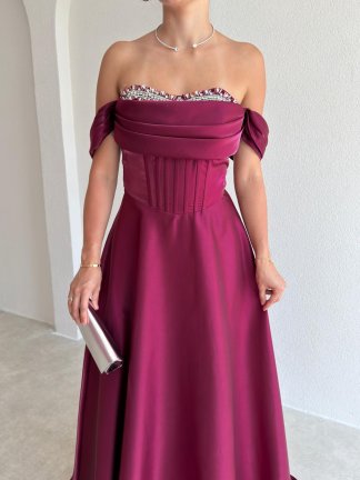 BRİENA Maxi Elbise 8515 - Mürdüm - 3
