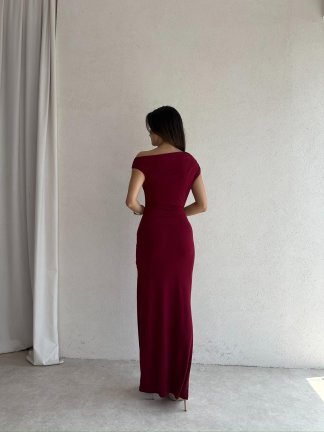 BRİTNEY Maxi Elbise 7218 - Bordo - 3