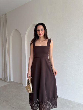 BRİTTA Midi Elbise 9545 - Acı Kahve - 2