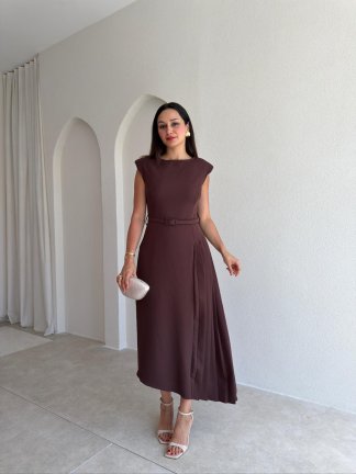 BRODY Midi Elbise 4203 - Acı Kahve - 1