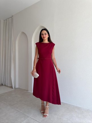 BRODY Midi Elbise 4203 - Bordo 