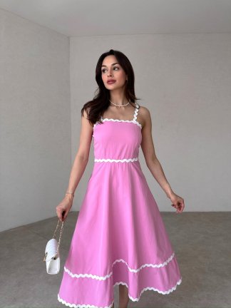 BRONSON Midi Elbise 2145 - Pembe - 1