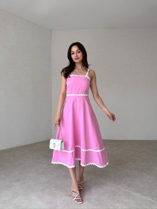 BRONSON Midi Elbise 2145 - Pembe - 2