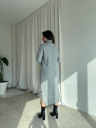 BRÜKSEL Triko Elbise 0385 - Gri - 4