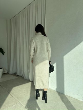 BRÜKSEL Triko Elbise 0385 - Krem - 4