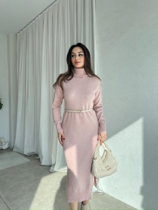 BRÜKSEL Triko Elbise 0385 - Pudra - 2