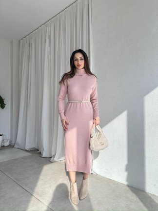 BRÜKSEL Triko Elbise 0385 - Pudra - 3