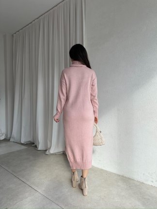 BRÜKSEL Triko Elbise 0385 - Pudra - 4