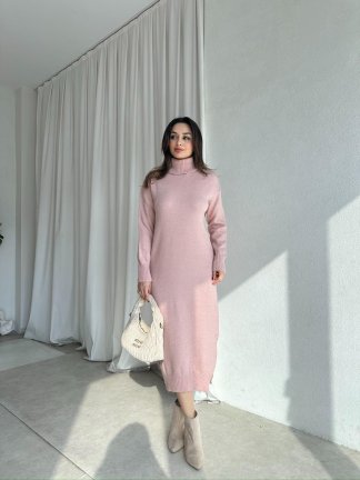 BRÜKSEL Triko Elbise 0385 - Pudra - 5