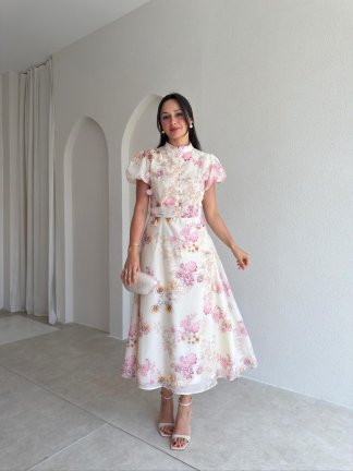 BURGES Midi Elbise 8929 - Pembe 