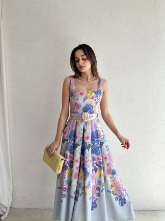 CADİLLA Midi Elbise 7839 - Mavi - 1