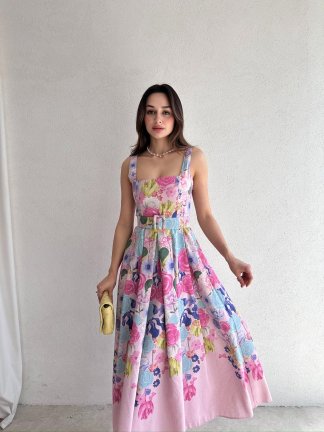 CADİLLA Midi Elbise 7839 - Pembe 
