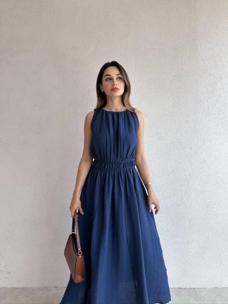 CALLUNA Maxi Elbise 4672 - Lacivert 