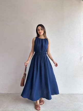 CALLUNA Maxi Elbise 4672 - Lacivert - 2
