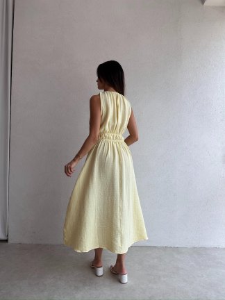 CALLUNA Maxi Elbise 4672 - Sarı - 4