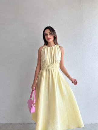 CALLUNA Maxi Elbise 4672 - Sarı 