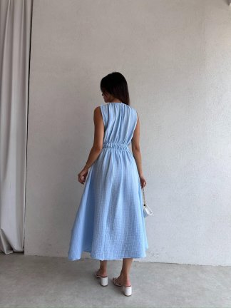 CALLUNA Maxi Elbise 4672 - Mavi - 3