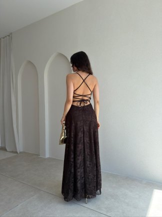 CALVİN Maxi Elbise 3478 - Acı Kahve - 3